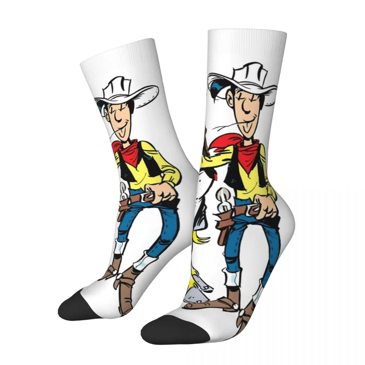 

Casual Lucky Luke American Basketball Socks Cartoon Polyester Long Socks for Unisex