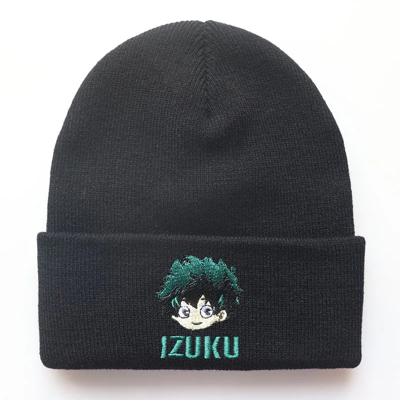 Unisex Anime My Hero Academia Midoriya Izuku Katsuki Shoto Cosplay Beanie Cap Warm Winter Hats Knitted Cap Embroidery Hat