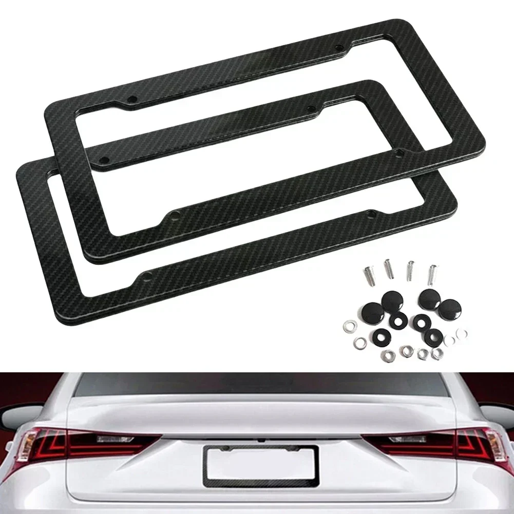 Number Plate Holder Carbon Fiber Car License Plate Frame Holder Car License Plate Frame Label Universal Auto Parts