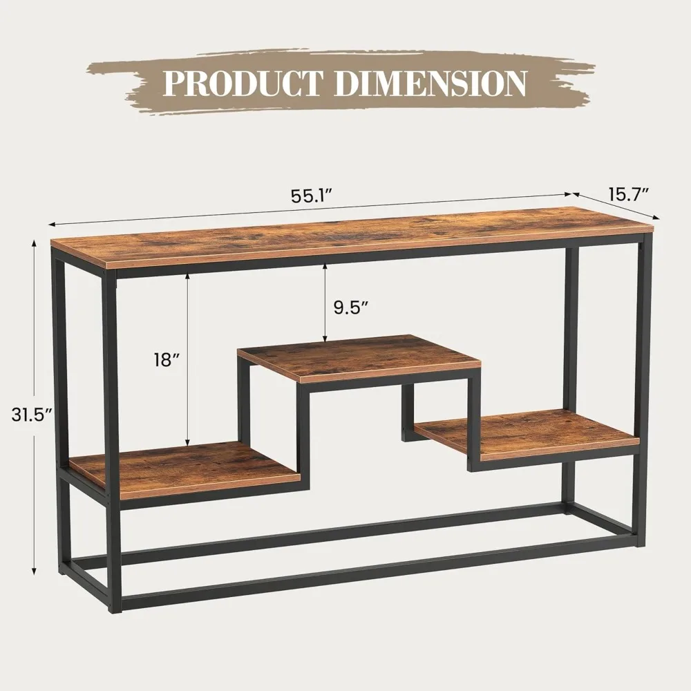 حامل تلفزيون لأجهزة التلفاز حتى 65 بوصة، طاولة وحدة تحكم تلفزيون مع أرفف تخزين مفتوحة من 3 طبقات، مركز ترفيه صناعي حديث لـ Li