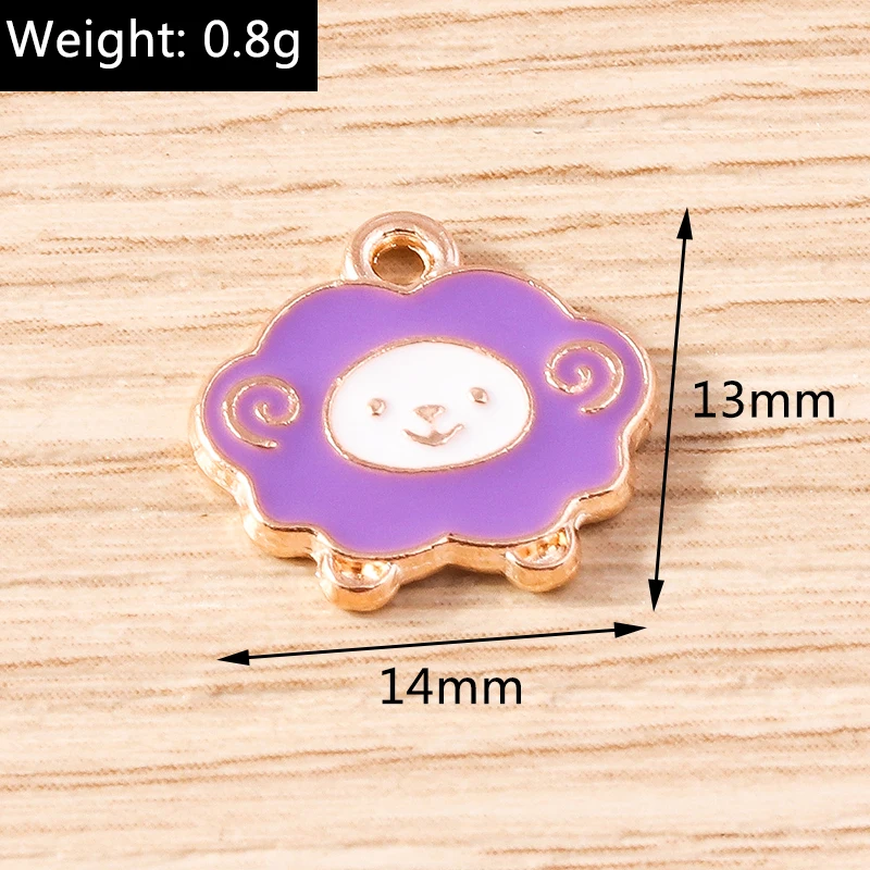 10pcs 14x13mm Cartoon Enamel Animal Sheep Charms Pendants for DIY Earrings Necklaces Handmade Bracelets Jewelry Making Accessory