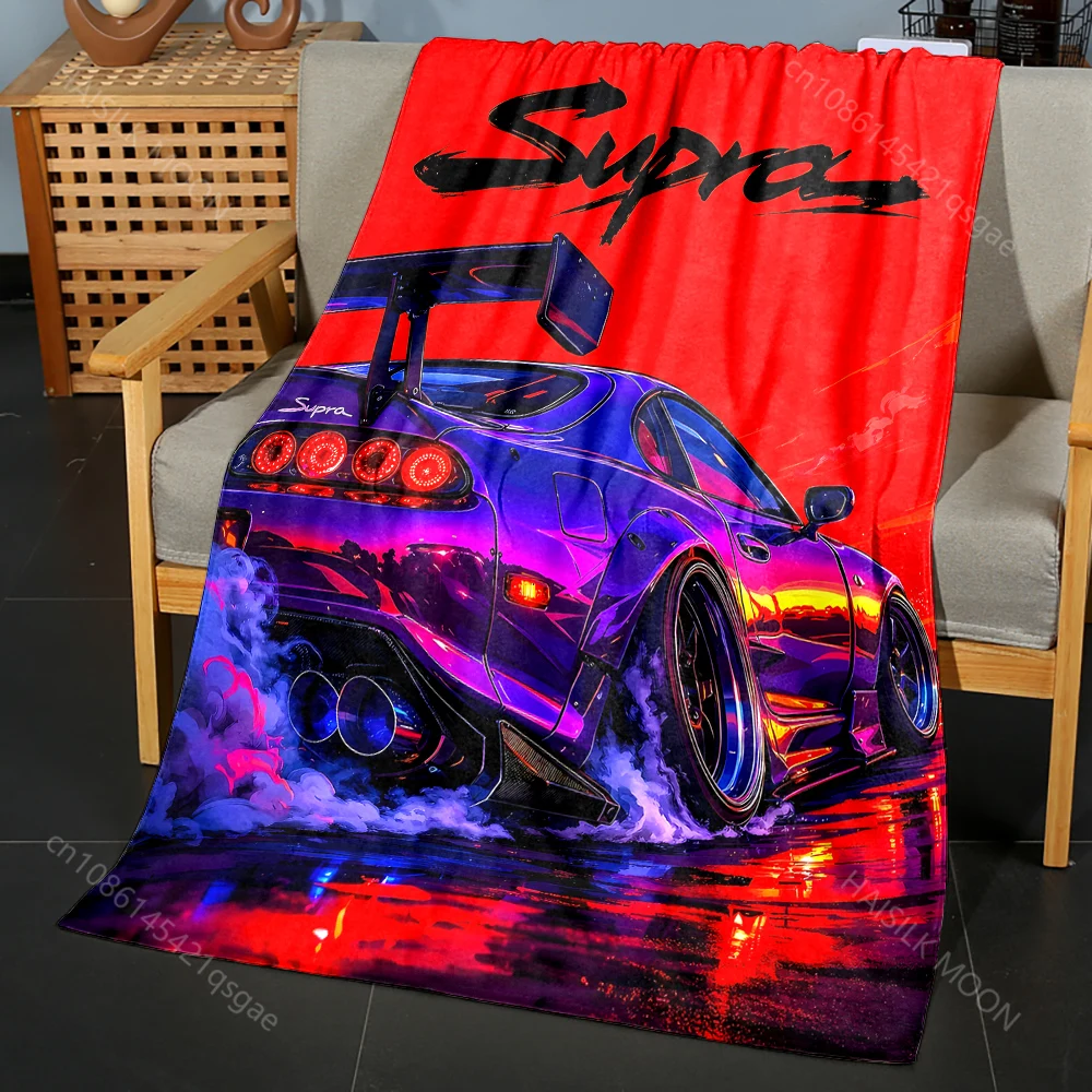 Sports car smoke red background Print Adult Children Warm Blankets Home Travel Car Soft Comfortable Suitable for all seasons 3