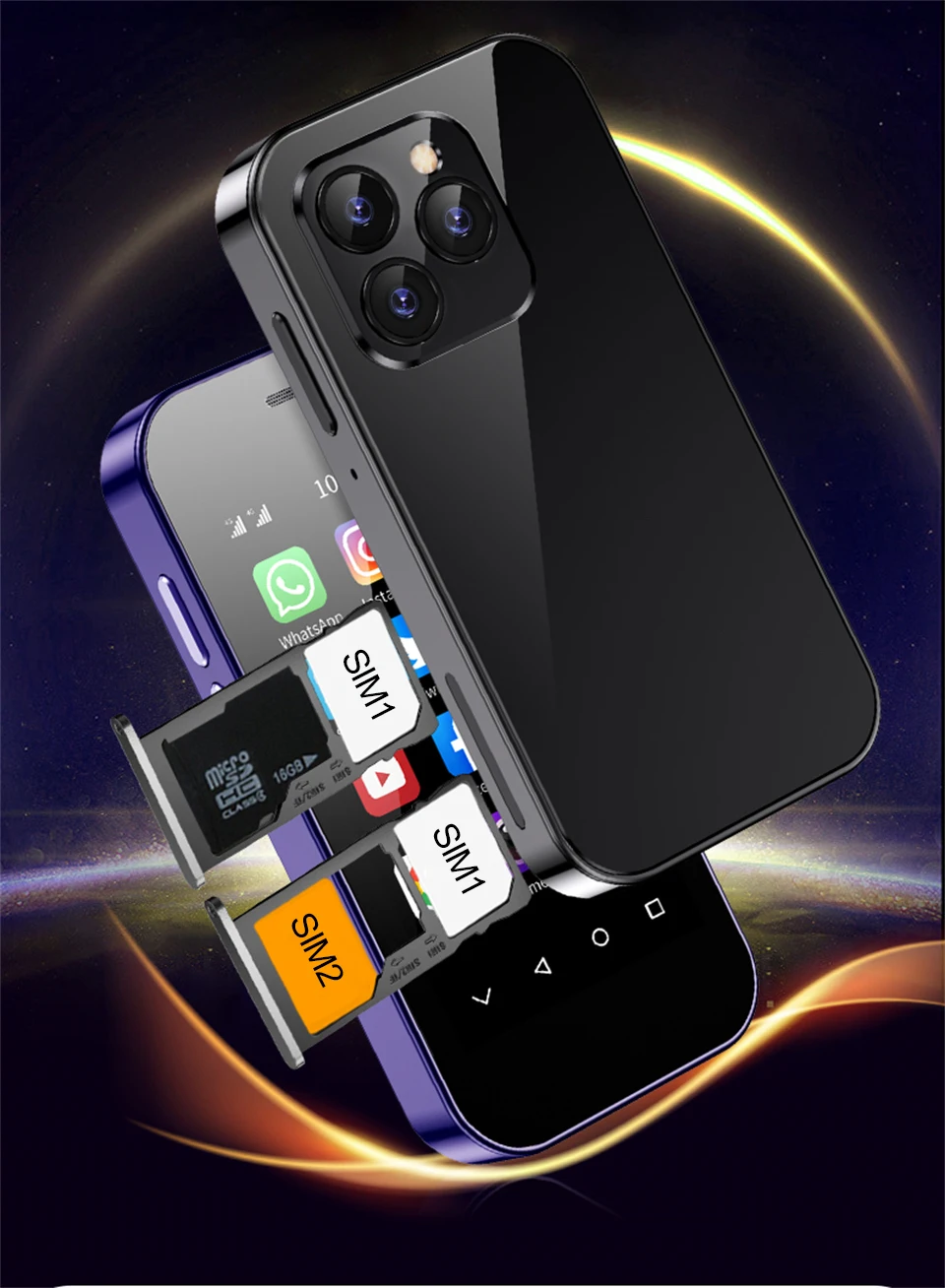 SOYES XS14 Pro 3.0in 4G Mini Smartphone Android 9.0 Dual Sim Face ID Dual Camera WIFI Bluetooth FM Hotspot GPS OTG Mobile Phone