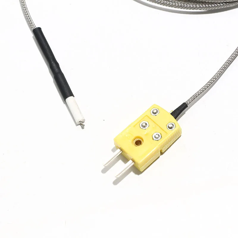 1PC K-Type Thermocouple Lead Wire 1/2/3/4/5M with Plug Charger Exposed Ceramic Bead Sensing Probe Surface Temperature Monitoring