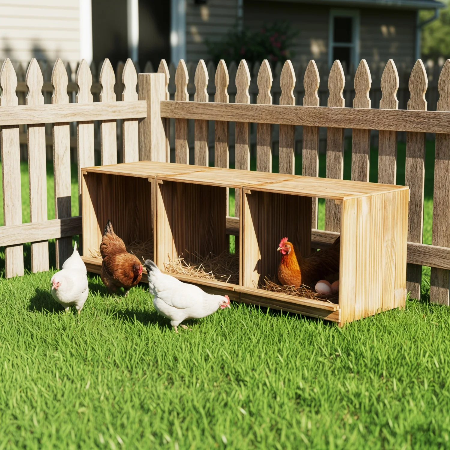 Natural Wood Chicken Nesting Box for Outdoor Coop Ducks Poultry Floor Standing Boxes Hen House Laying Boxes Stackable