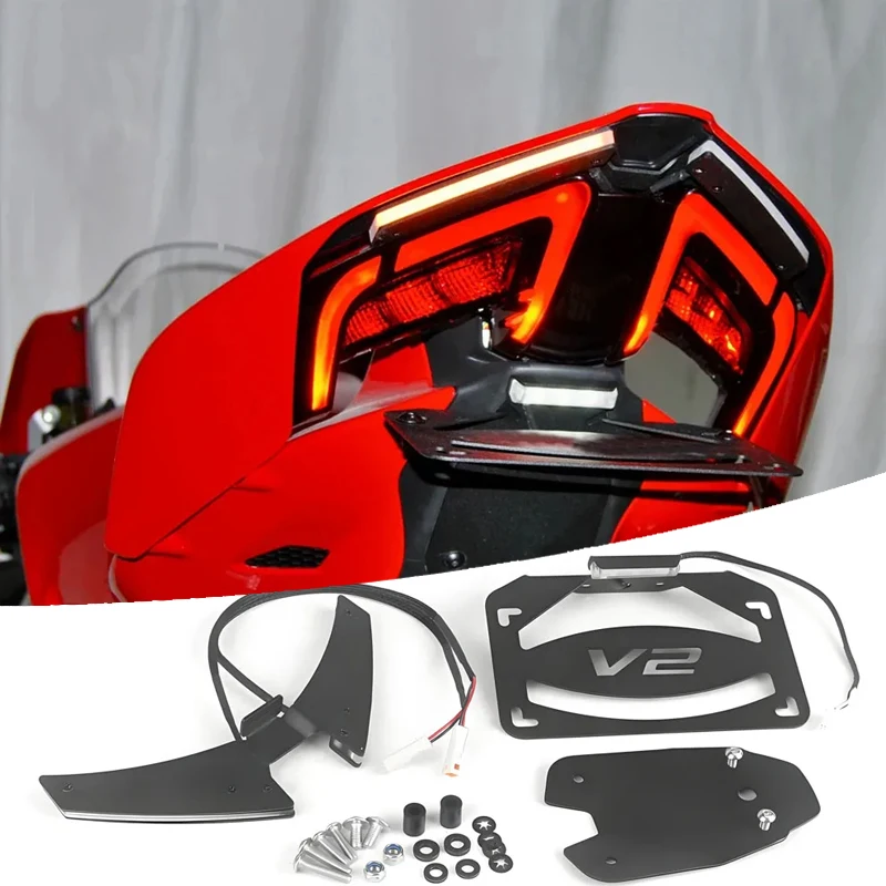

New license plate holder turn signal integrated license plate holder short tail For Panigale V2 V4 V4S Streetfighte V4 V2 2025+