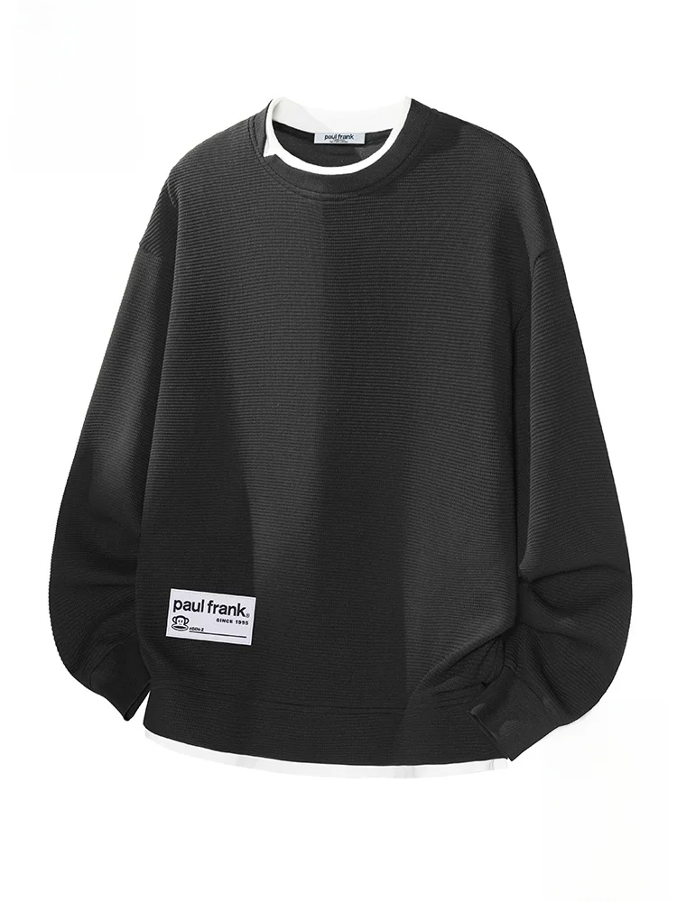 

PaulFrank Loose Fit Men's Hoodie Casual Comfortable Polyester Fiber Long Sve round Ne Sweatirt Autumn New Sle Bla
