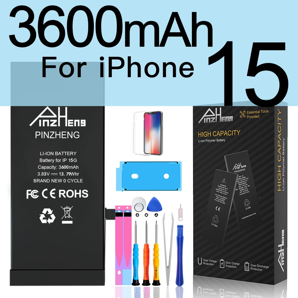 PINZHENG Echte Hoge Capaciteit Batterij Voor iPhone 14 15 Pro Max 14 Pro 15 Pro 14 Plus 15 Plus 14 Pro Max vervangende Batterijen