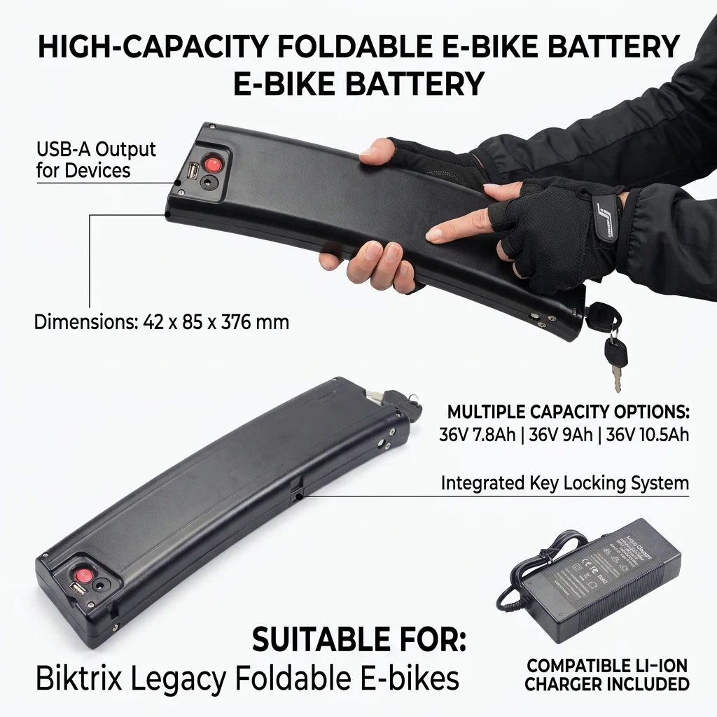 

Складная рама для электровелосипеда со скрытой батареей 36В 8.7Ач 10Ач 350Вт 500Вт, совместимая с велосипедами Biktrix Legacy