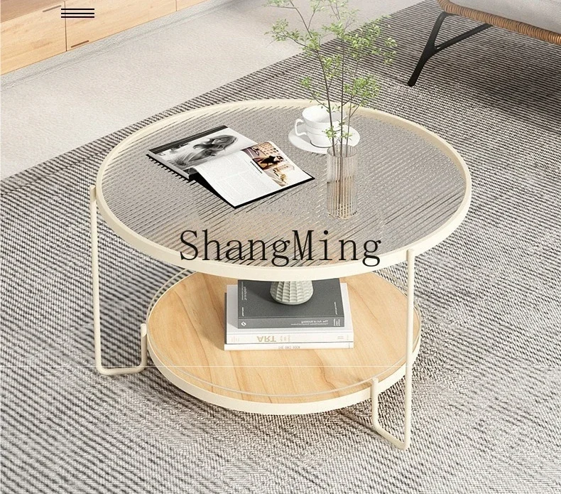 طاولة قهوة زجاجية فاخرة خفيفة FG بحجم دائري وحديث وبسيط ومجموعة عالية ومنخفضة طاولة قهوة تلسكوبية للأطفال والأم