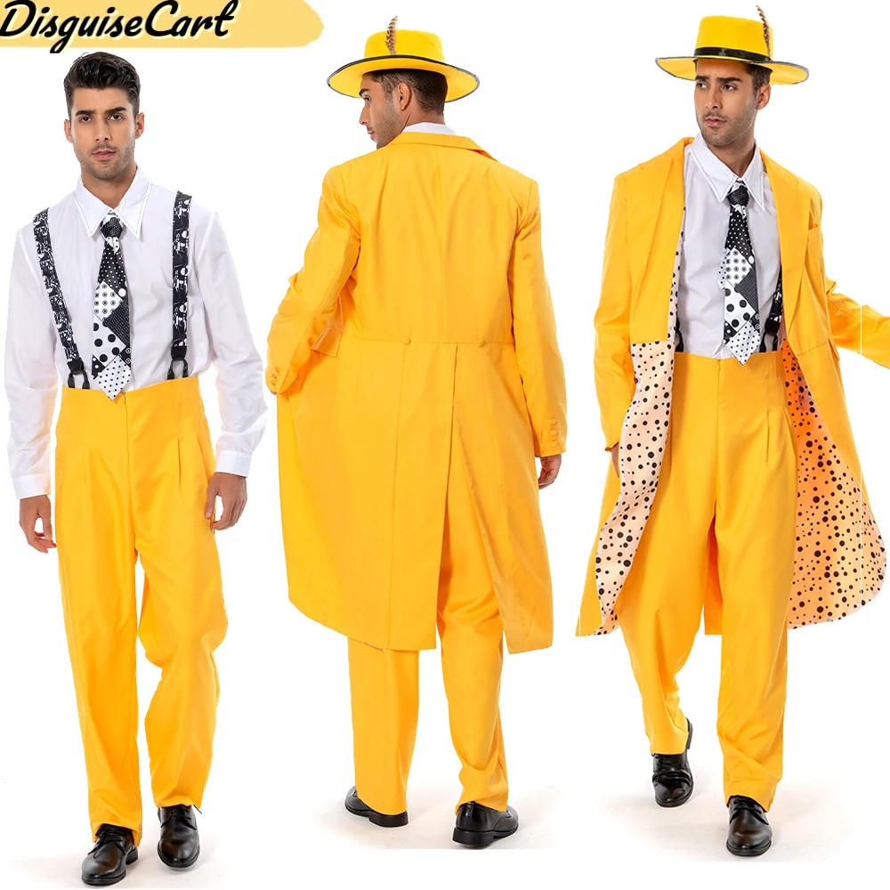 الكبار الرجال جيم تأثيري كاري زي التعادل قبعة الخيال فيلم قناع لعب الأدوار فانتازيا ملابس الذكور هالوين بدلة تنكرية