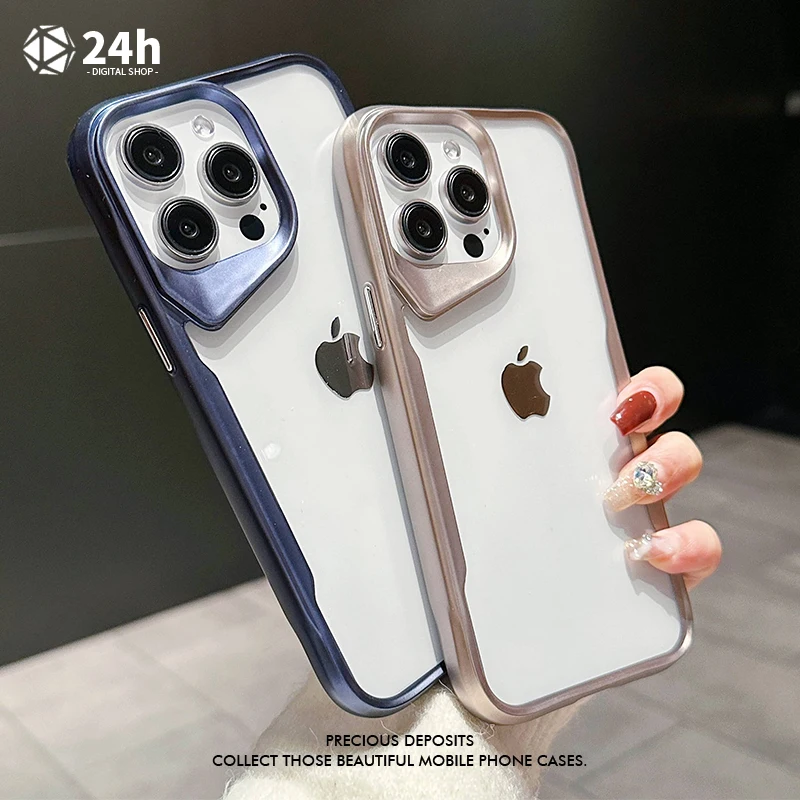 

Acrylic HD Transparent Plating Phone Cases For iPhone 12 14 13 15 Pro Max 14 Plus Electroplated TPU Soft Frame Shockproof Cover