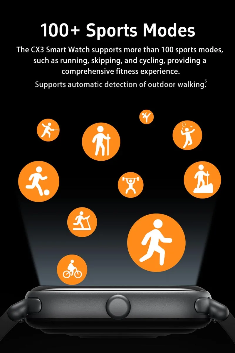 ساعة ذكية رخيصة Relojes ساعة ذكية 2025 CX3 ساعة رياضية ذكية تعمل باللمس IP68 مقاوم للماء 1.69 بوصة شاشة LCD تتبع اللياقة البدنية #2