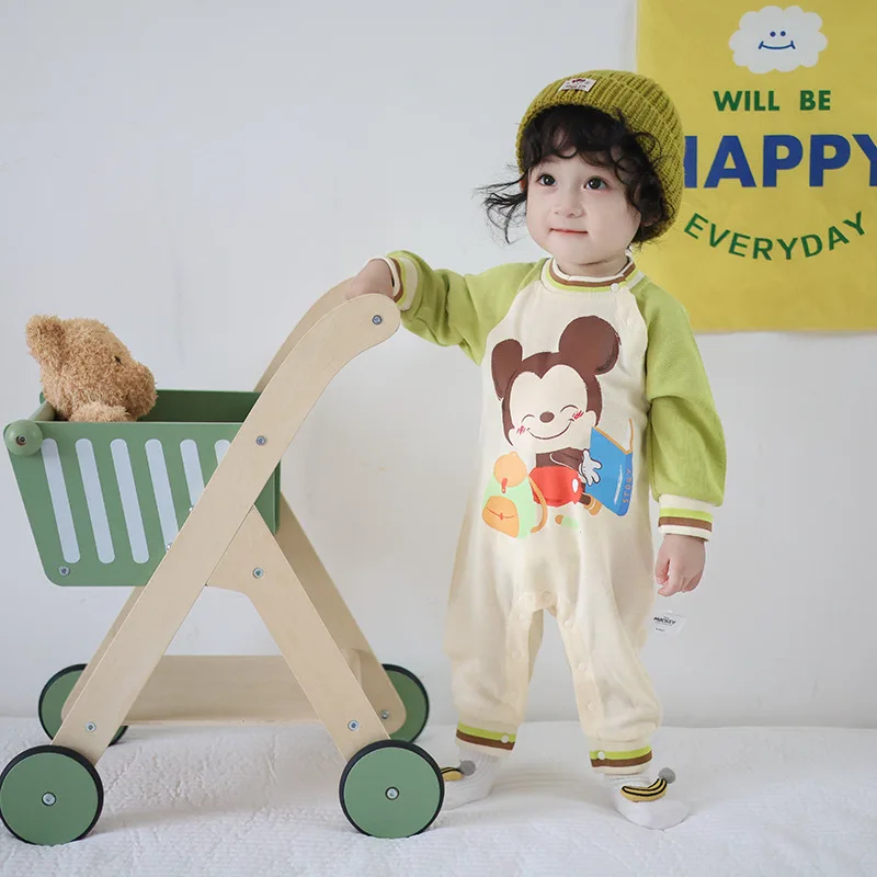 MINISO Mickey Mouse babyjongen meisje lente onesie babykleding pasgeboren kleding zacht katoen schattig lange mouw 0-1 jaar bodysuit