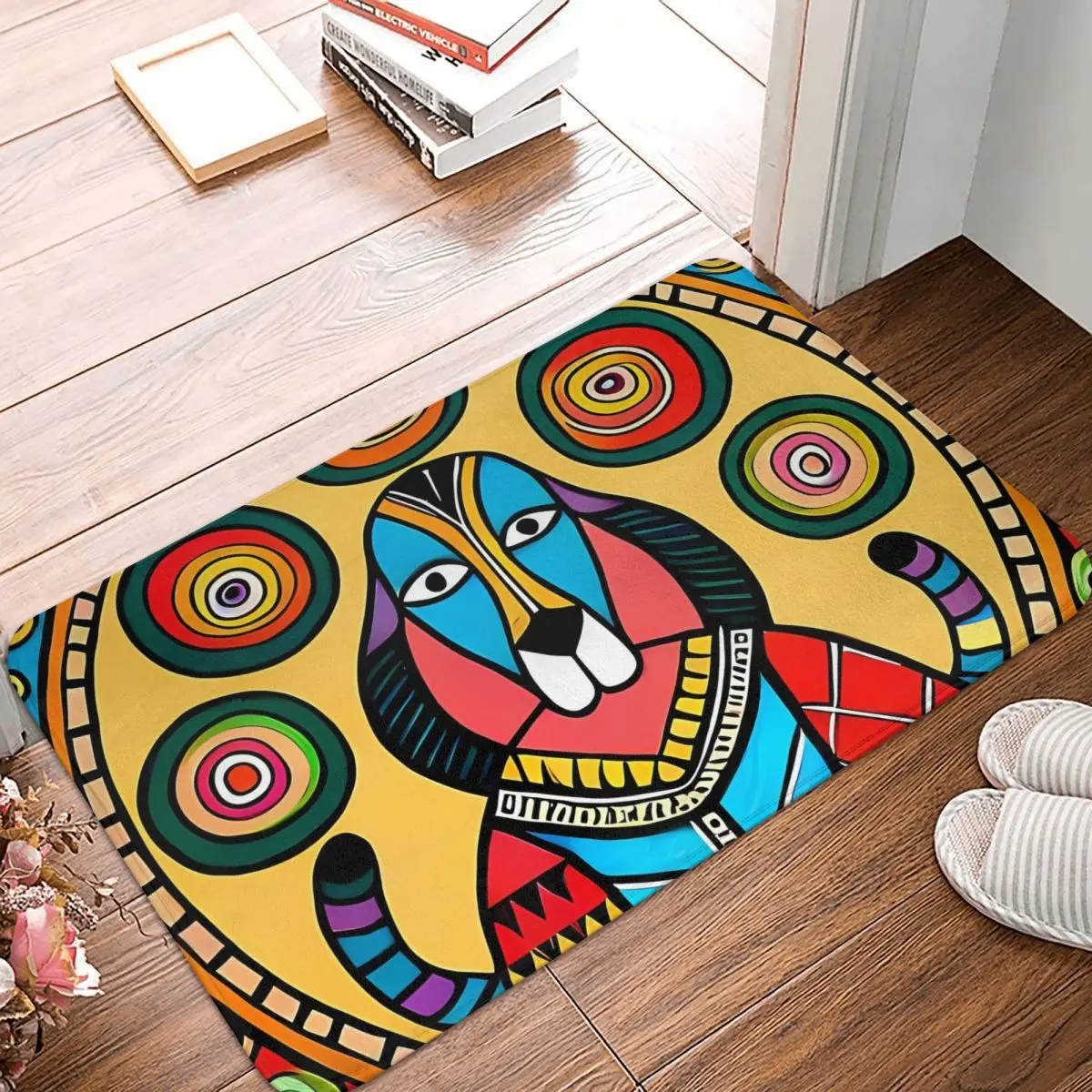 Bark Of Beauty A Madhubani Homage To Man's Best Friend Dog Non-slip Rug Doormat Bath Mat Balcony Carpet Bedroom Decor