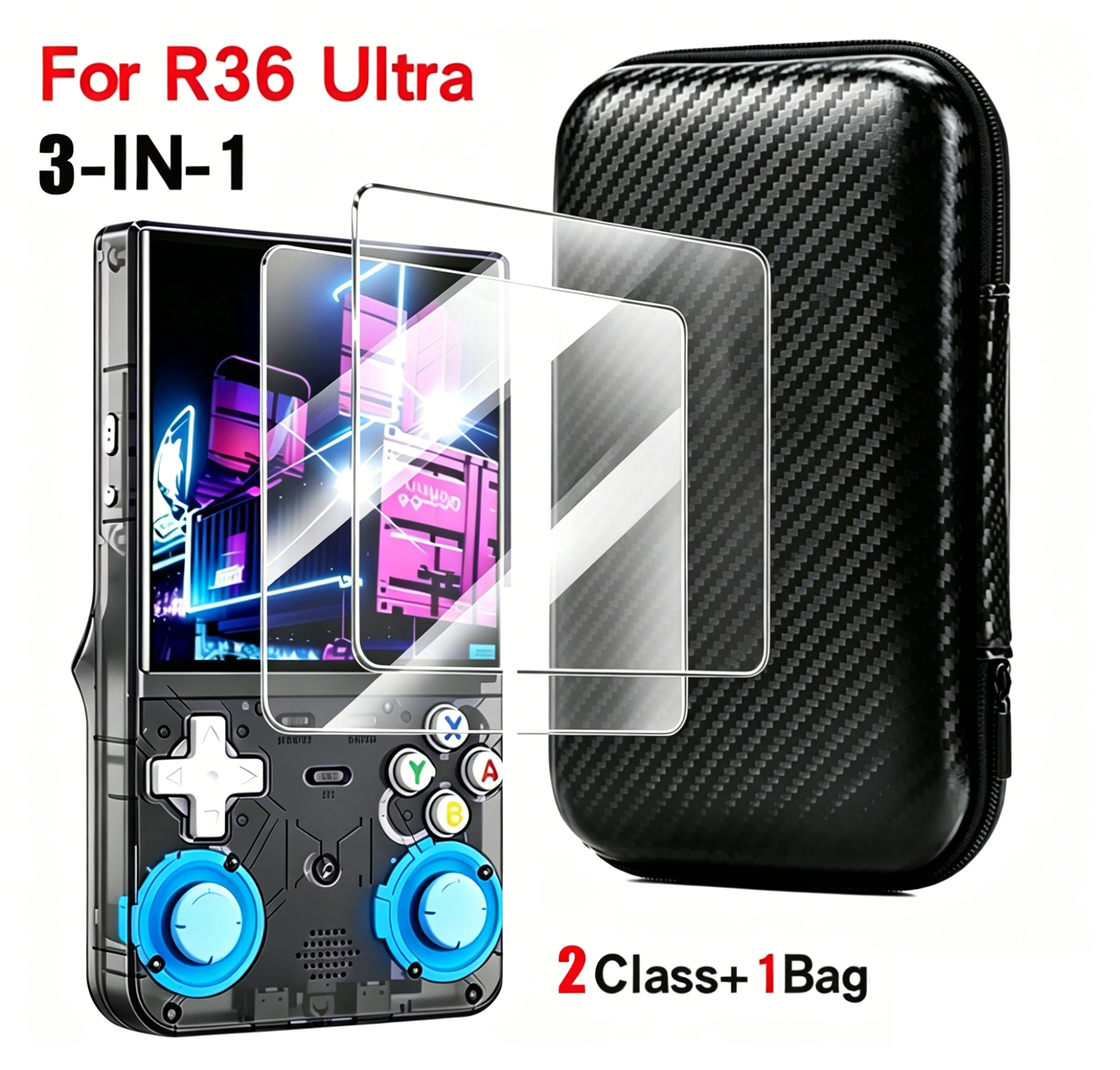 Spiel-Aufbewahrungstasche für R36 Ultra Displayschutzfolien aus gehärtetem Glas, tragbare Retro-Schutztasche mit Reißverschluss, EVA-Hartschalen-Handtasche