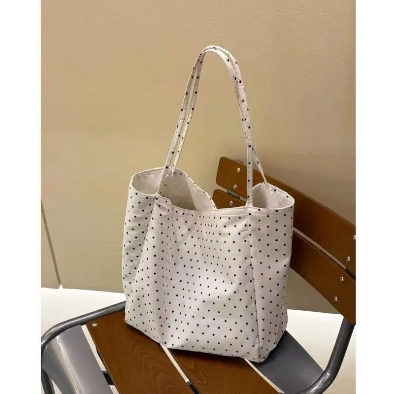 Wave Point Canvas Tote Bag Student Women's Shoulder Backpack Commuter Versatile New Style