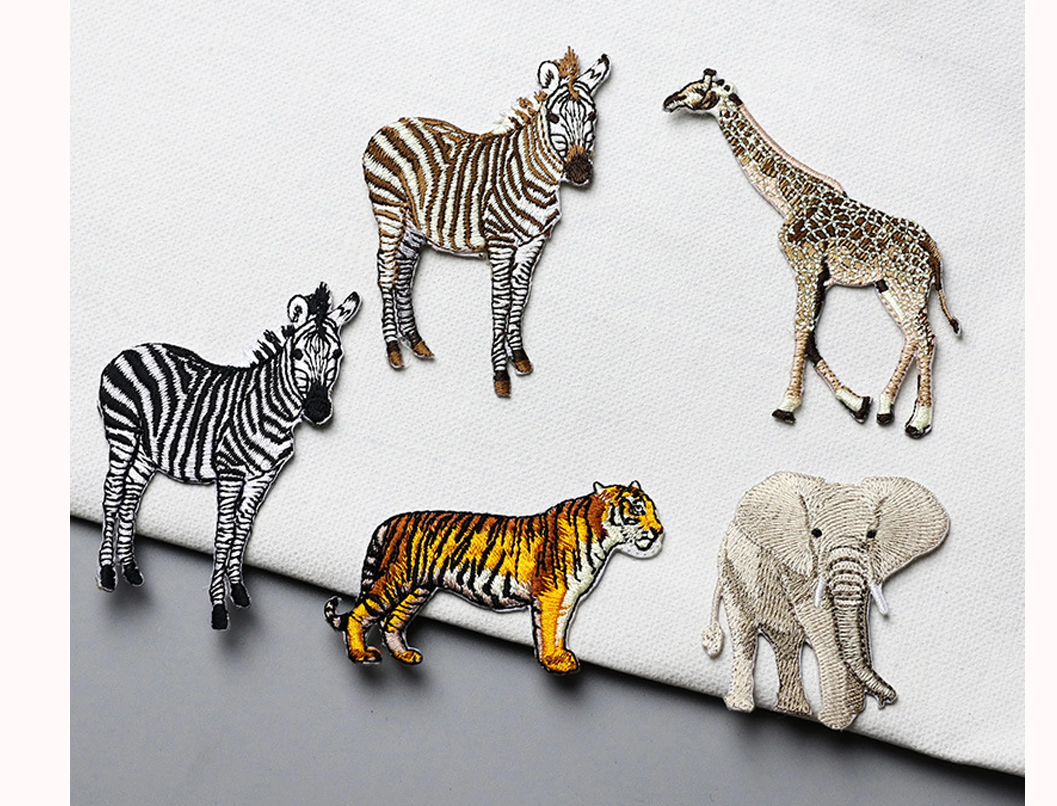 Tiger, elephant, giraffe, zebra, embroidered patch clothing, iron, fabric patch, cute paper bag, shirt, backpack