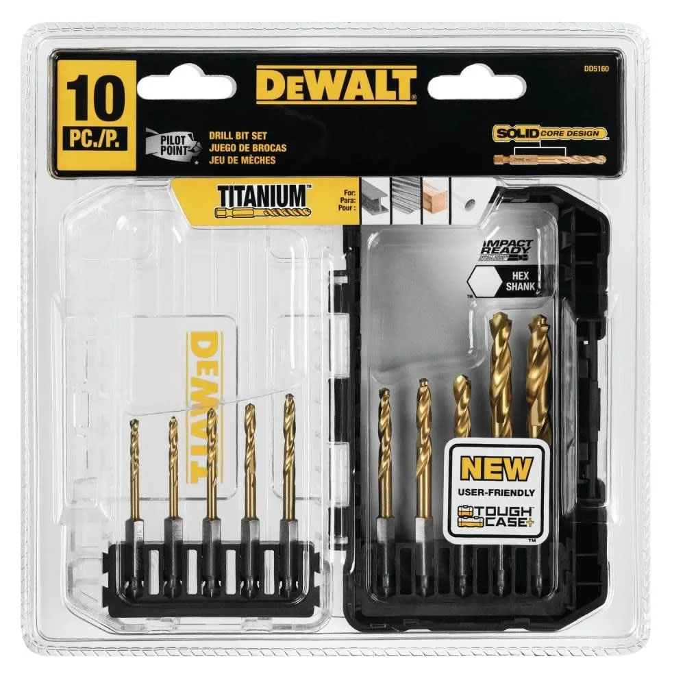Titanium Nitride Coated 10-Piece Impact Drill Bit Set