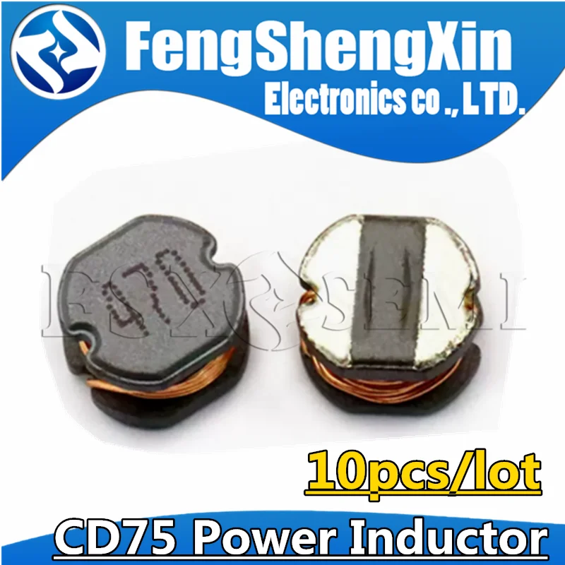 10pcs CD75 SMD Power Inductor 1R0 1R5 2R2 3R3 4R7 6R8 100 150 220 330 470 680UH MH 101 102 222 105 681 471 1 1.5 2.2 3.3 4.7 6.8