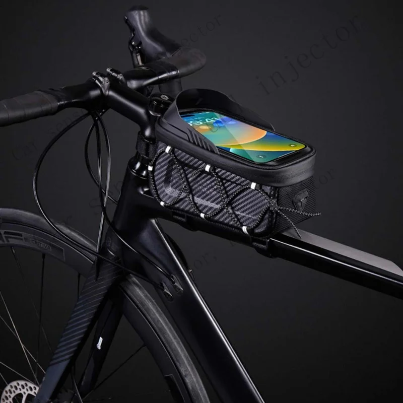 Q+ Bicycle Top Tube Bag EVA Hard Shell with Headphone Jack and Adjustable Straps