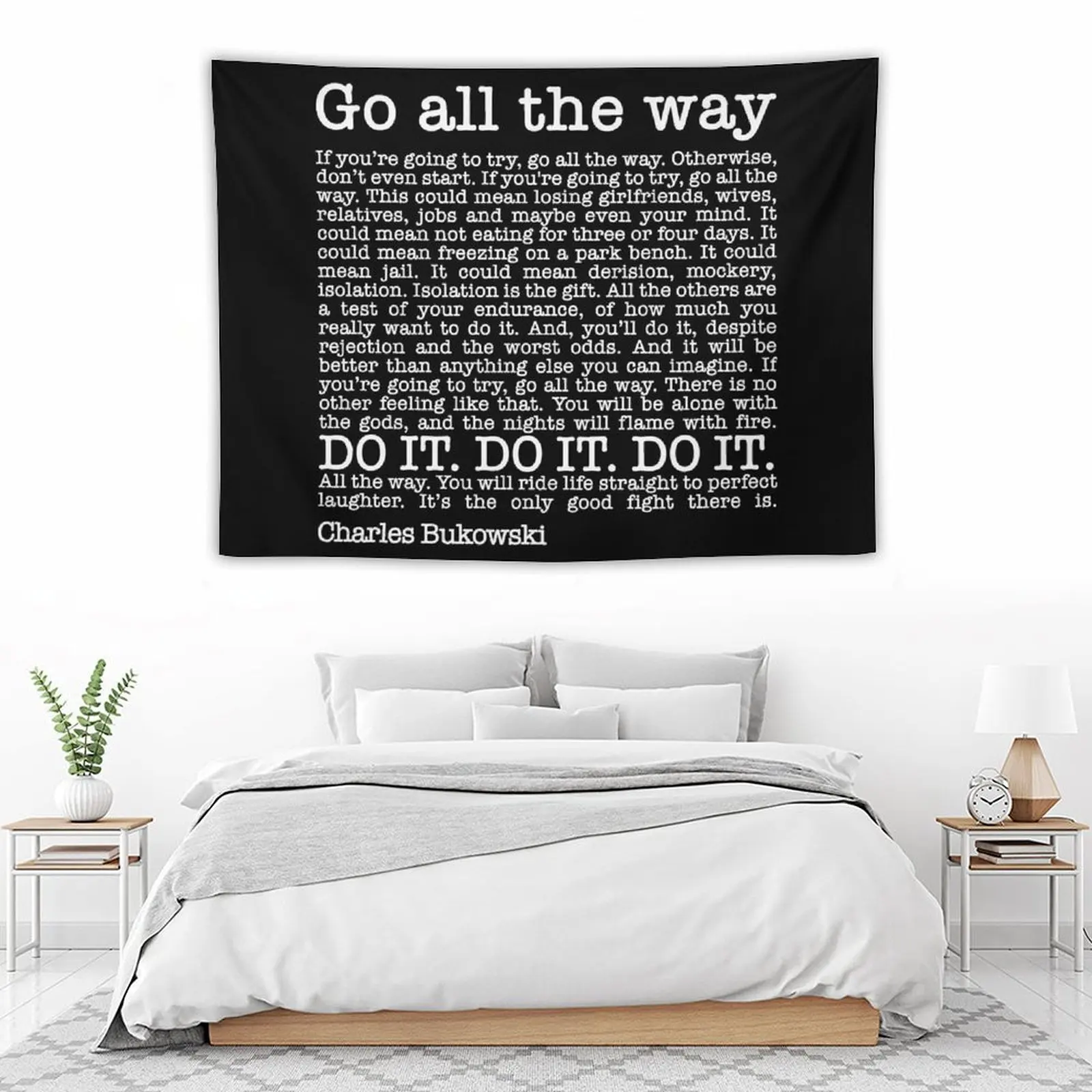 

Roll the Dice by Charles Bukowski - Go All the way Tapestry Anime Decor House Decoration Tapestry