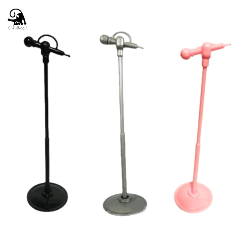 Cute Mini Metal Microfone Modelo, Doll House, Dollhouse Miniature, Furniture Accessories, 1:12, 3Pcs