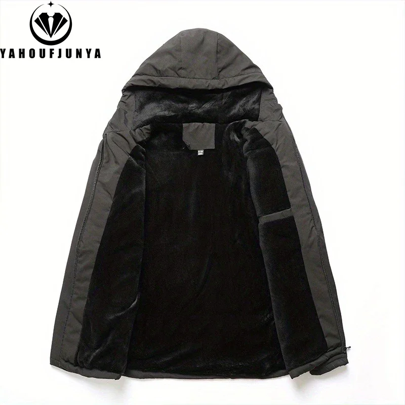 2024 New Autumn Winter Men Outdoor Windbreak Brand Hooded Jacket Men Windbreak Fleece Warm Casual Fashion Jacket Coat Male Hots