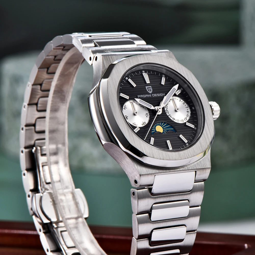 ساعة باجاني ديزاين الفاخرة كوارتز للسيدات كرونوغراف كريستال الياقوت vx3ha رياضية من الفولاذ المقاوم للصدأ مقاومة للماء للسيدات