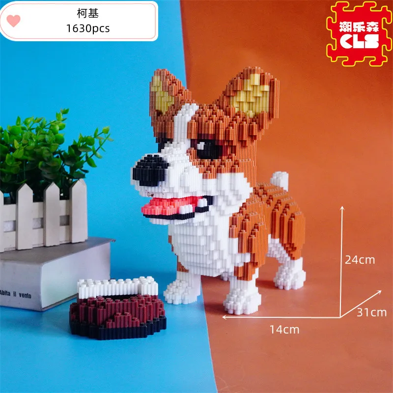 

Small particle assembled building blocks, suitable for children to assemble cute dogs, pets, and Husky toy decorations