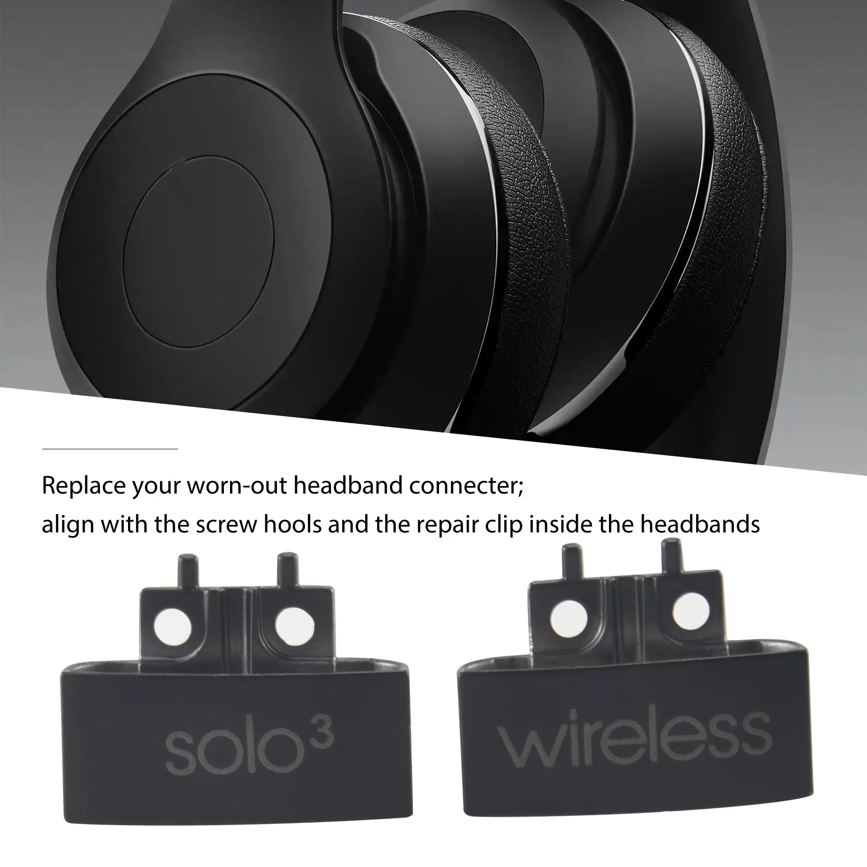 Hinge Replacement Headband Connector Hinge Clip Cover for Beats Solo 3 Wireless A1796 On-Ear Headphones Matte Black