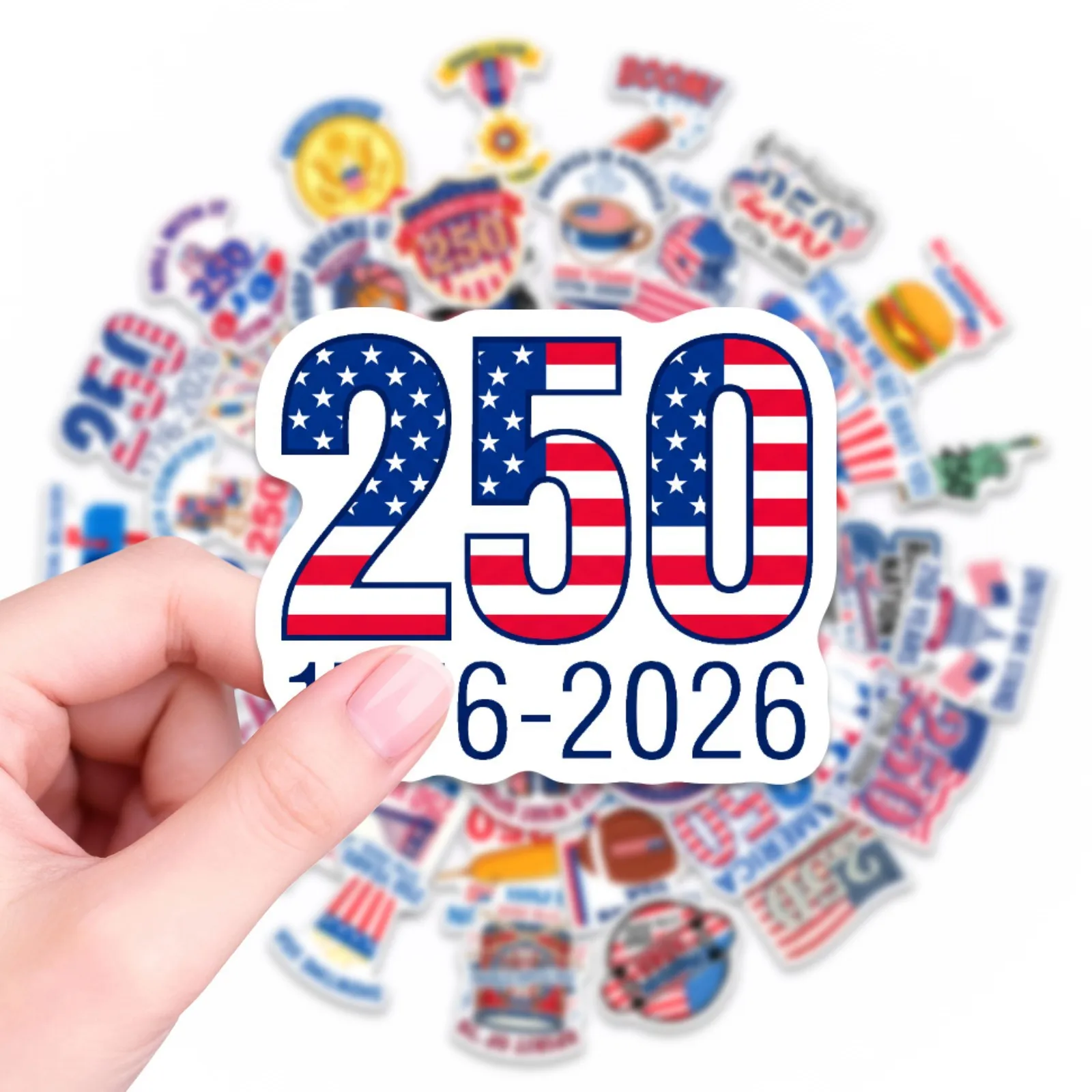 50PCS United States 250th Anniversary Graffiti Stickers Celebrate Cartoon Decal DIY Luggage Phone Guitar Cup Scrapbook Kid Toys