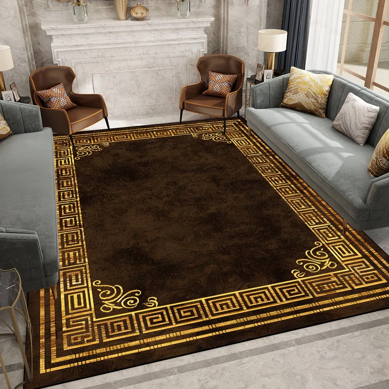 Living Room Large Area Black Gold Carpet Luxury Decoration Coffee Table Area Rug 200x300cm Non-slip Home Bedroom Study Floor Mat