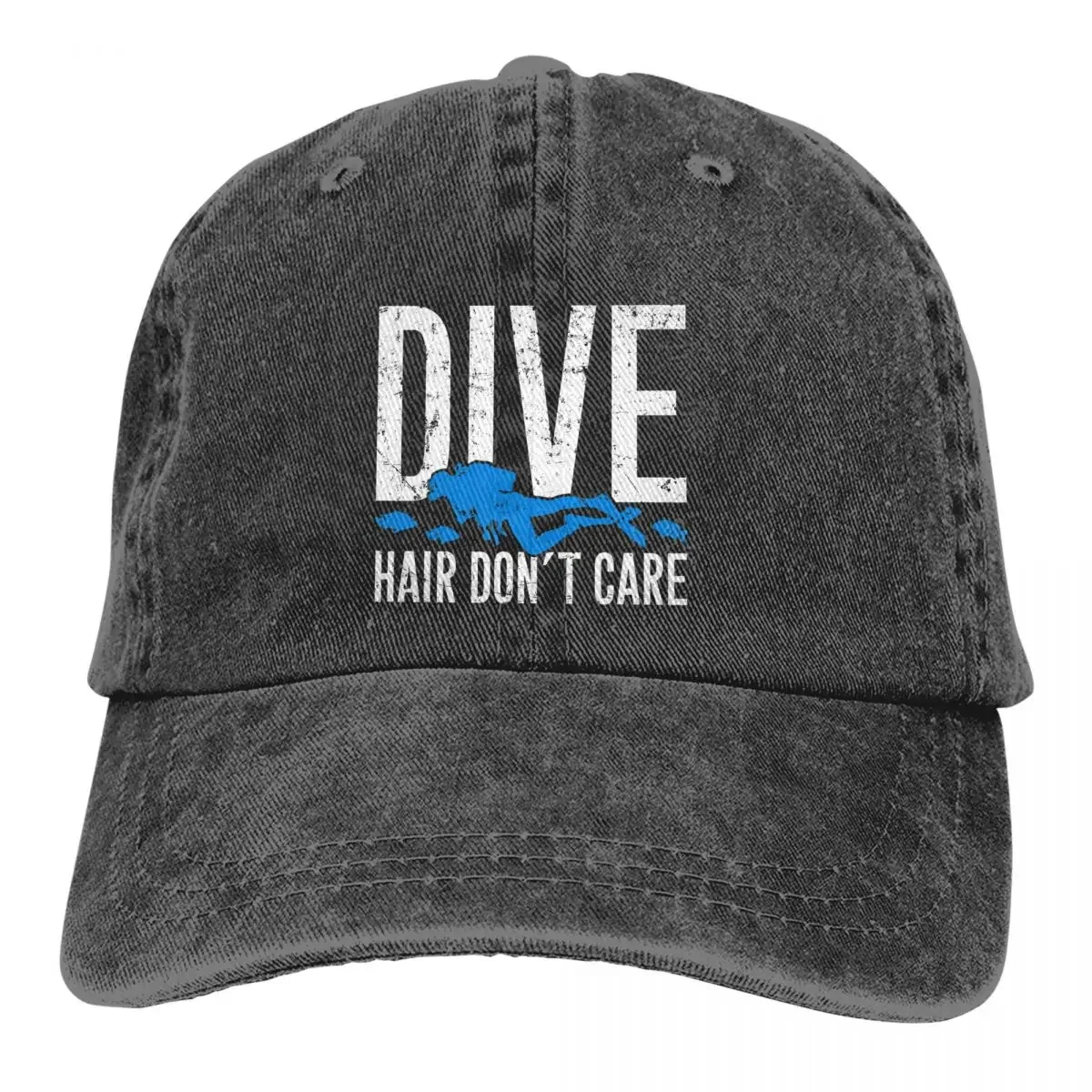 

Washed Men's Baseball Cap Hair Don't Care Trucker Snapback Caps Dad Hat Dive Scuba Diving Golf Hats