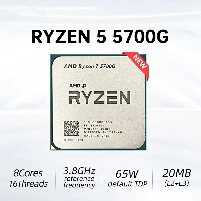 AMD Ryzen 7 5700G Socket AM4 Processor AMD R7 5700G 100% Brand New CPU 4.6GHz 8-Core 16-Thread 16MB L3 Cache Without Package