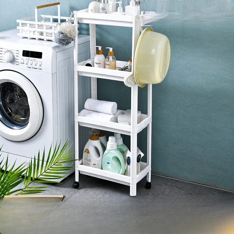 

Kitchen Crevice Retractable Rack Bathroom Toilet Drop Cart Rack Movable Stretch Multi-layer Storage Rack