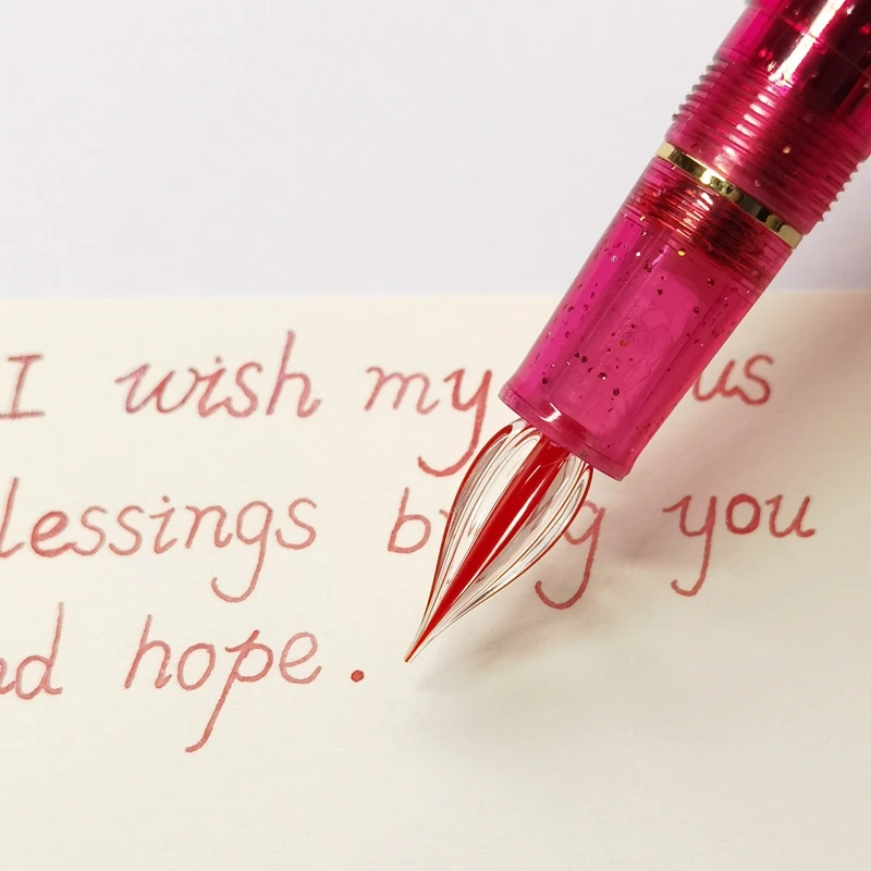 Jinhao 82 Coral Red Modified Glass Dip Pen, Handmade Polished And Wrapped For Good Writing, Non Scratching Paper