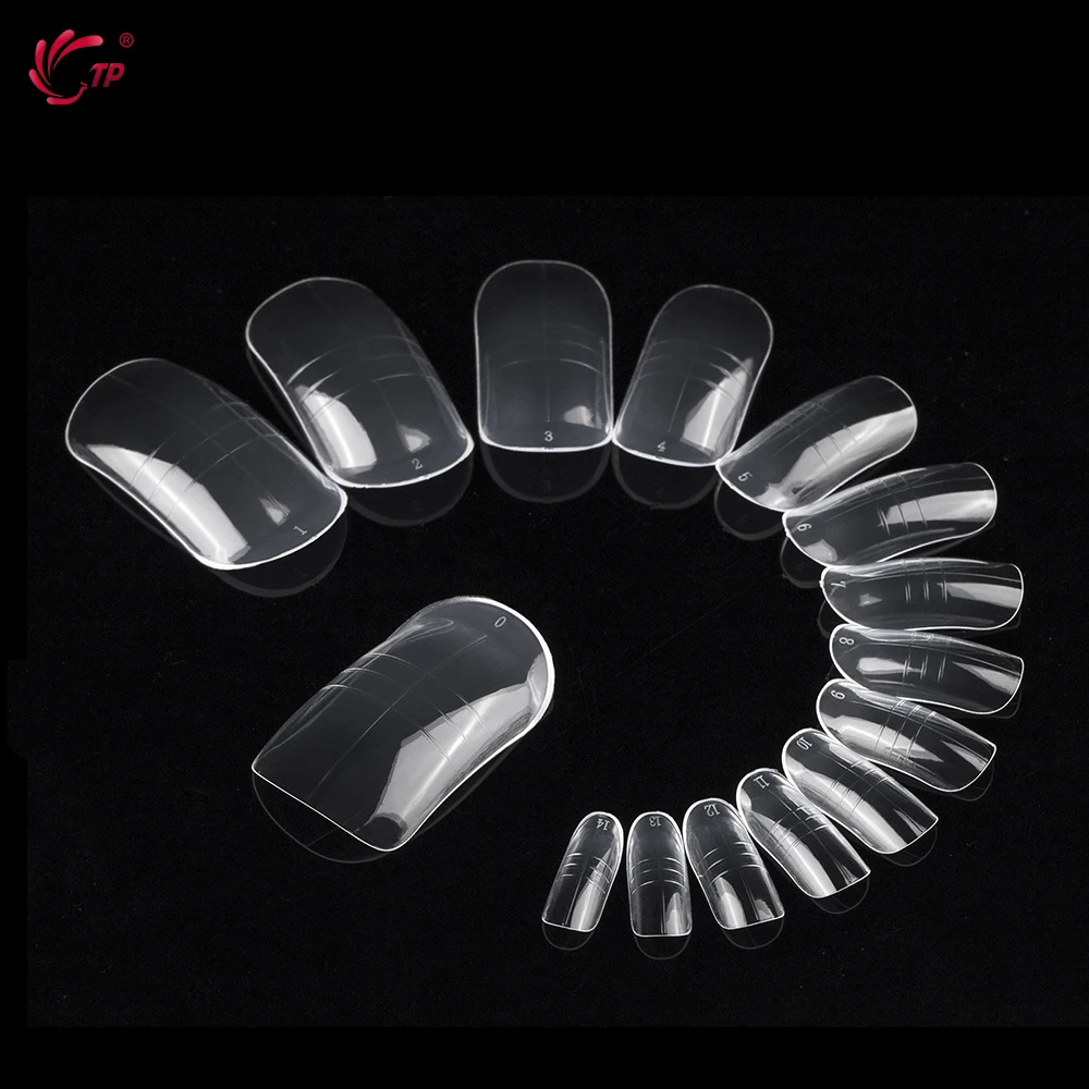 TP 150 Stück Zehen-Doppelnagelformen für Poly-Verlängerungsgel, Zehennagel, Doppelformen, wiederverwendbare Vollabdeckungsformen, Acryl-Topformen, 15 Größen