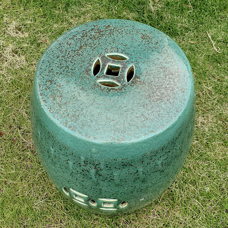 Chinese Kiln Green And Black Color Changed Glaze Porcelain Drum  Stool image 3