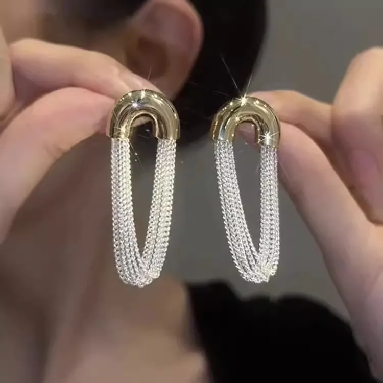 Women's Elegant Long Tassel Earrings, Unique Design