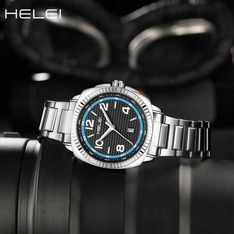 HELEI promotional model modern simple helmsman series multi-function quartz movement 2024 men's quartz watches men's watches