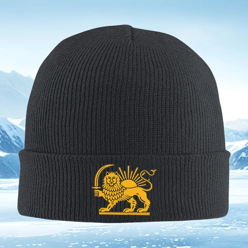Lion holds sword sun rising Men Women Unisex Knitted Hat Beanie Pullover Cap Winter Thermal Warm Christmas Outdoor Cycling Hikin