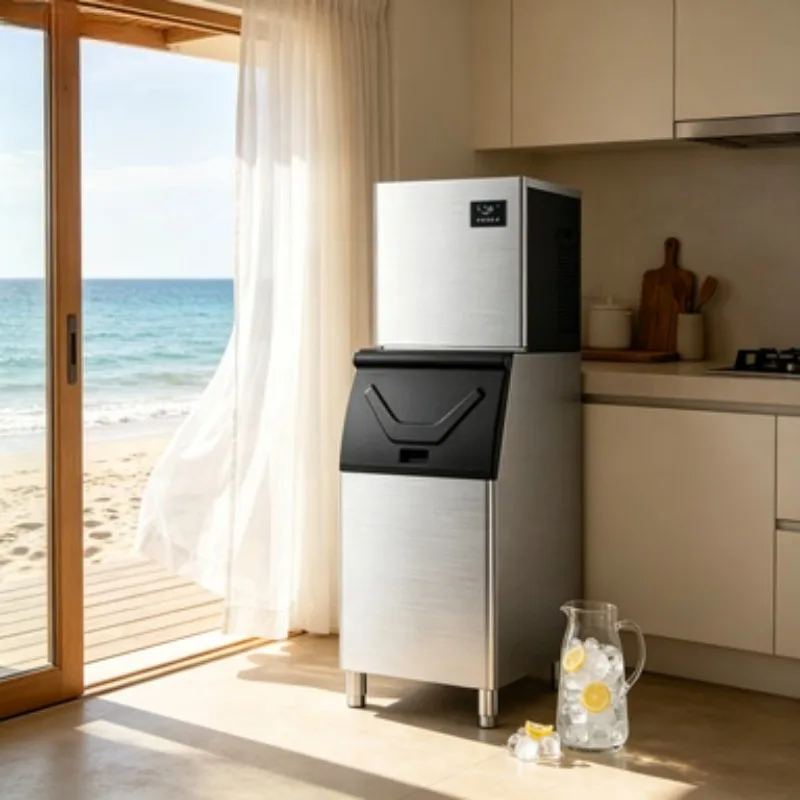 Industrial Ice Cube Maker 600kg/24H Stainless Steel Commercial Ice Machine for Supermarket Cold Storage Sale