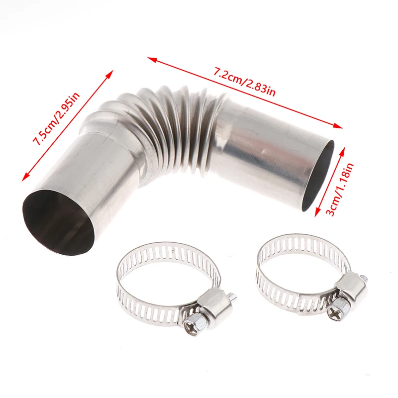 1Set 24Mm Elleboogpijp Luchtverwarmer Uitlaat Buis Elleboogconnector Met Clip Voor Boten Verwarming Auto Verwarming Onderdelen