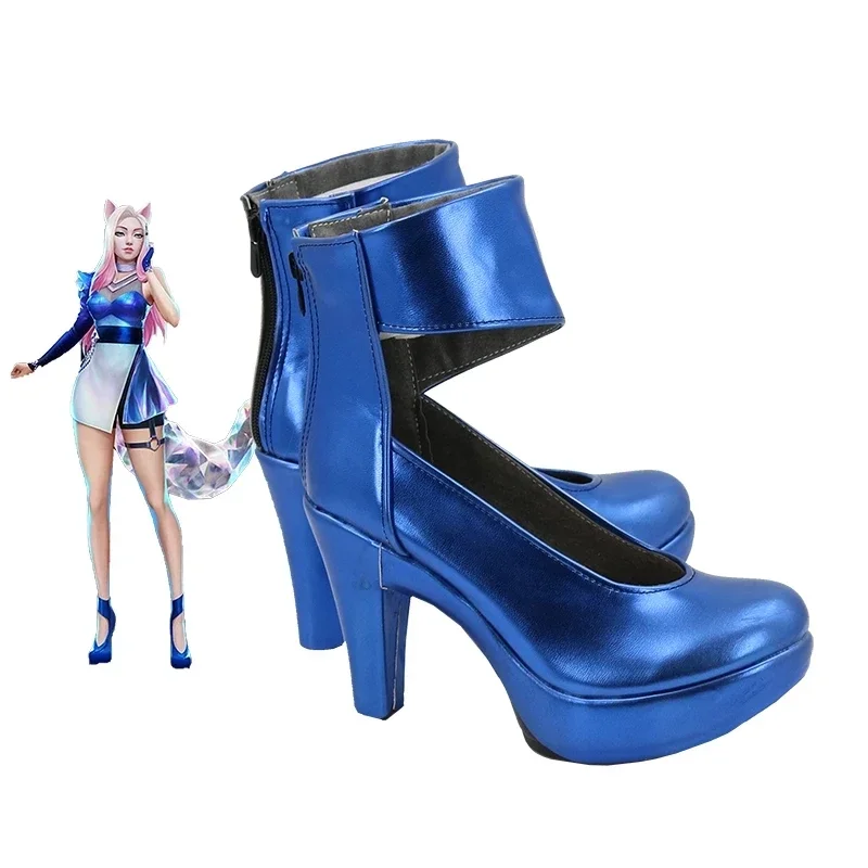 KDA Ahri Cosplay scarpe stivali Sexy KDA All Out Pop Star Cosplay puntelli accessori orecchie parrucca tacco alto su misura per ragazze donne