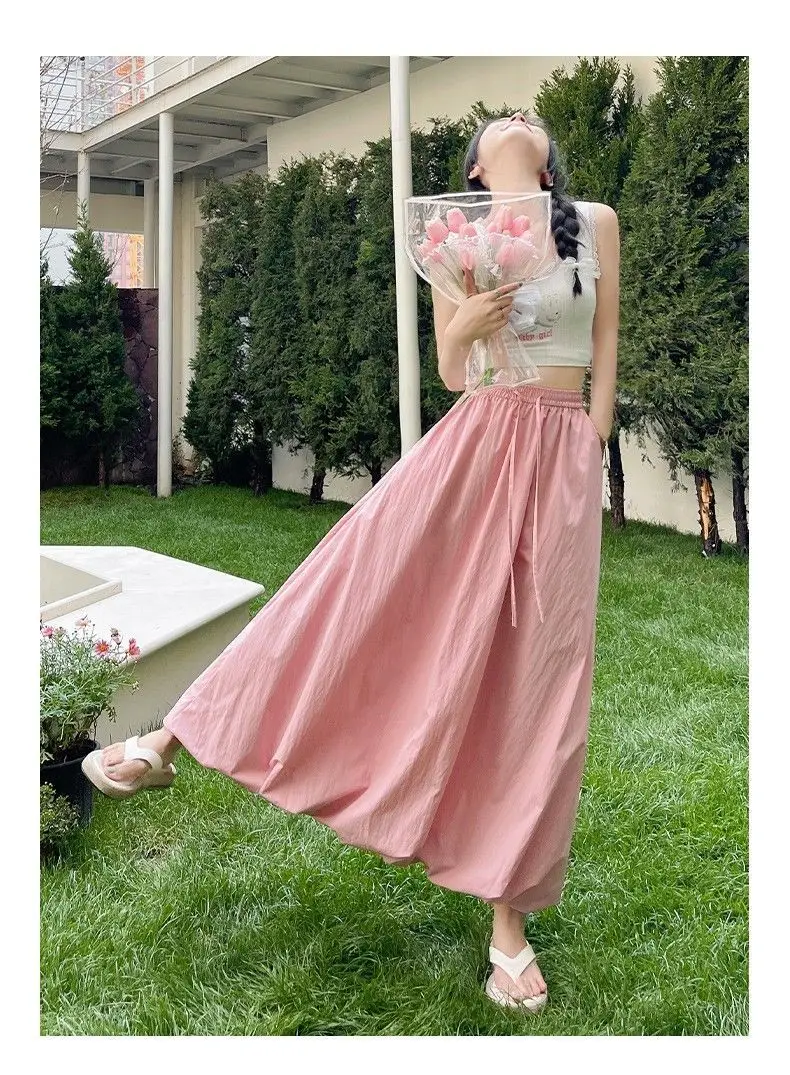 Temperament Flower Bud Skirt for Women In Summer Dopamine High Waist Drooping Sensation Fluffy Long Skirt