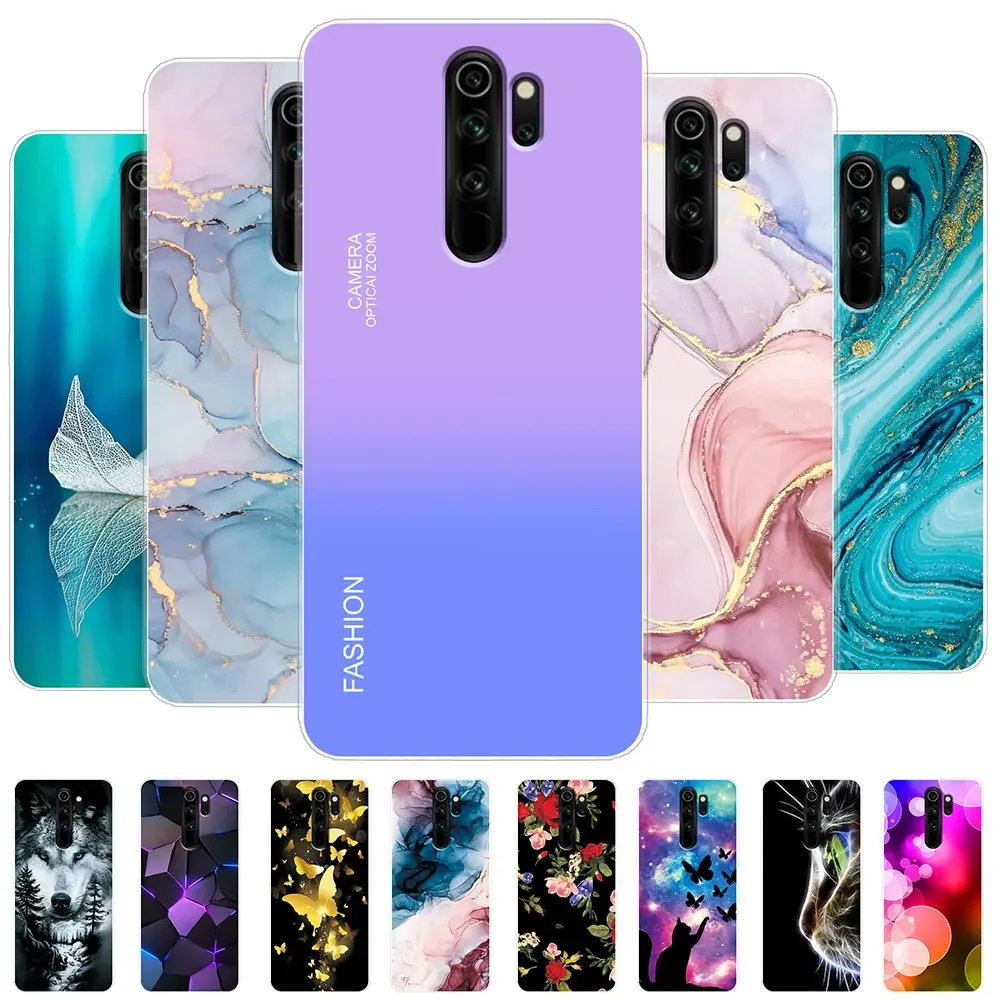 For Redmi Note 8 Pro Case 6.53 inch Marble Transparent Silicone Soft TPU Phone Case For Xiaomi Redmi Note 8 Pro Cover Bumper