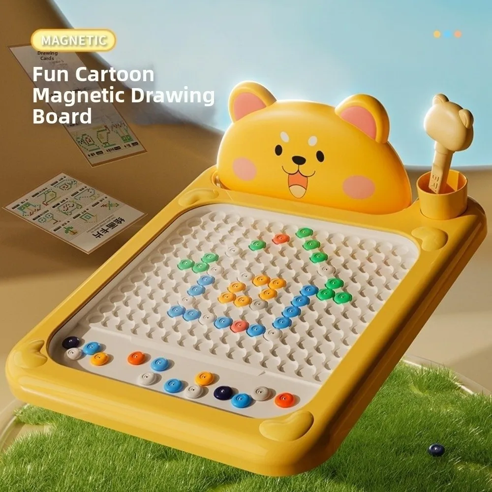 ปากกาแม่เหล็ก แผ่นวาดภาพแม่เหล็ก ดีไซน์แบบอินเทอร์แอคทีฟ สไตล์มอนเตสซอรี่ ของเล่นกระดานวาดภาพสำหรับเด็ก ฝึกการควบคุมปากกา เครื่องมือการสอน