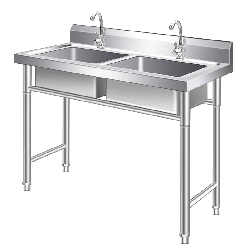 

304 extra thick stainless steel sink single double three platform sink household and commercial dishwashing and vegetable washin