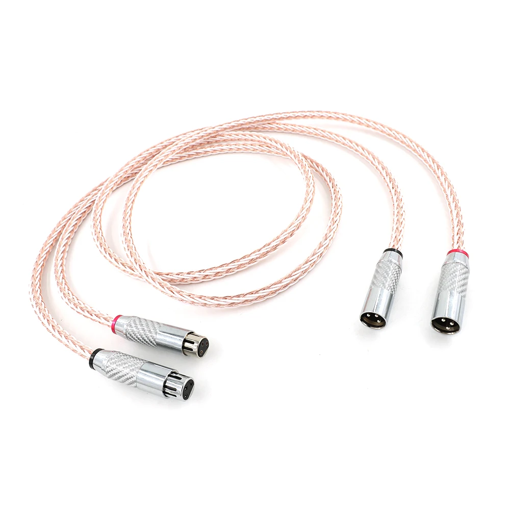 8TC HiFi Hi-End Single Crystal Copper AV Main Speaker Cable  With Carbon Fiber XLR Plug, OCC Copper Wire Cable